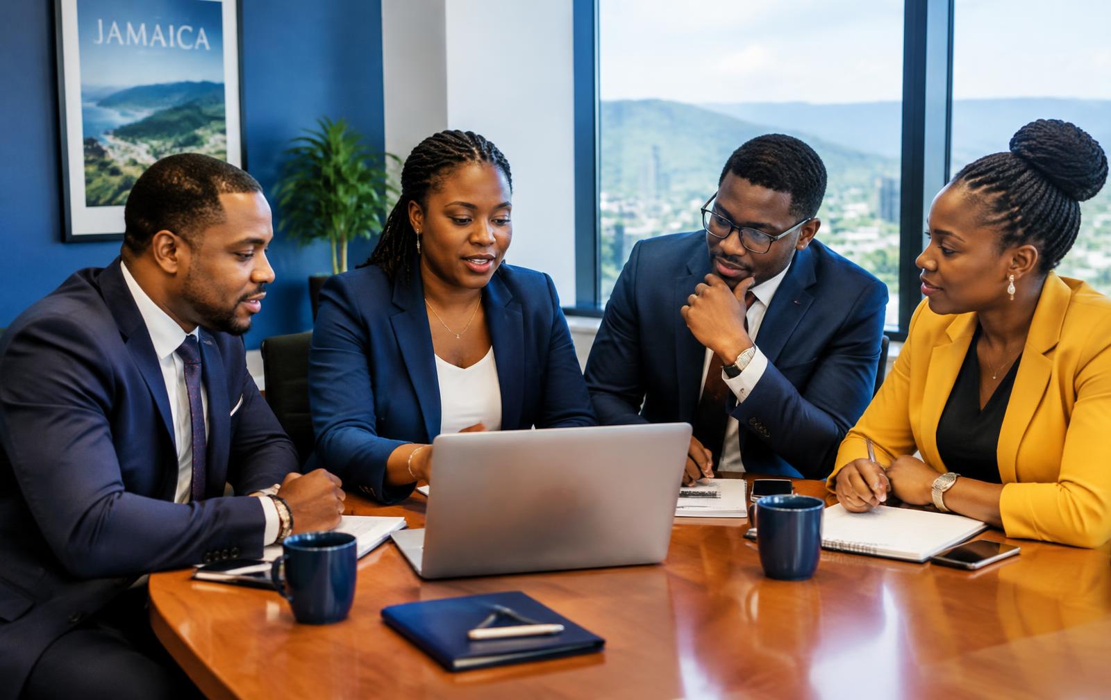 Jamaican business professionals in a meeting